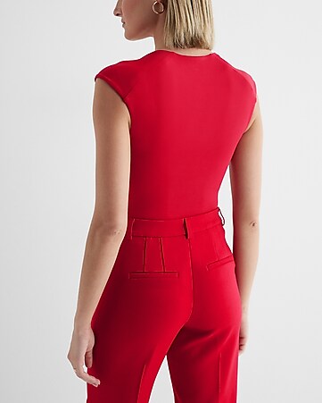 Ladies' Fashionable Red High Neck Sleeveless Bodysuit Shapewear