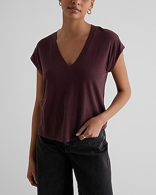Supersoft Linen-Blend Skimming V-Neck Tee