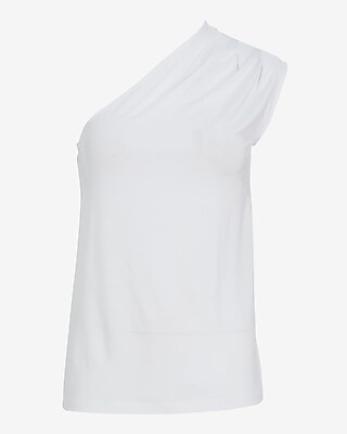 Relaxed Pleated One Shoulder Tailored Tee