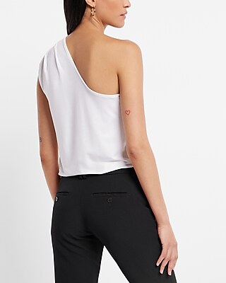 Relaxed Pleated One Shoulder Tailored Tee