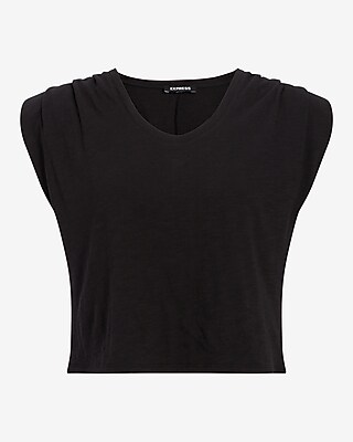 Scoop Neck Padded Shoulder Sleeveless Tee - image 5