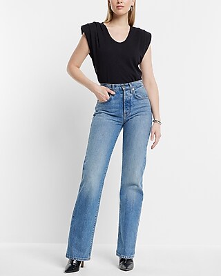 Scoop Neck Padded Shoulder Sleeveless Tee - image 2
