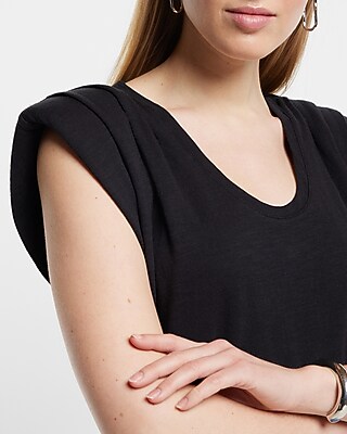 Scoop Neck Padded Shoulder Sleeveless Tee - image 3