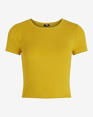 Fitted Ribbed Crew Neck Cropped Tee