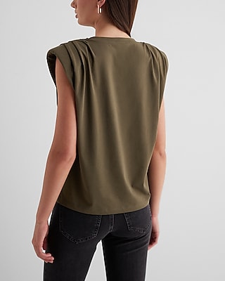 Crew Neck Padded Shoulder Muscle Tee