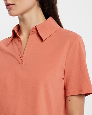 Skimming V-Neck Short Sleeve Polo Top