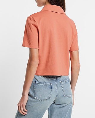 Skimming V-Neck Short Sleeve Polo Top