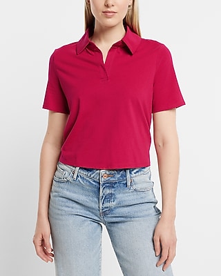 Skimming V-Neck Short Sleeve Polo Top