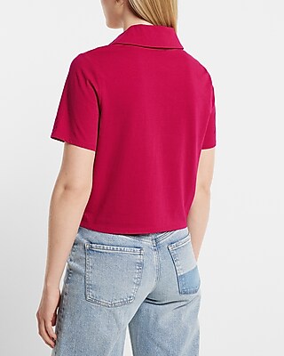 Skimming V-Neck Short Sleeve Polo Top
