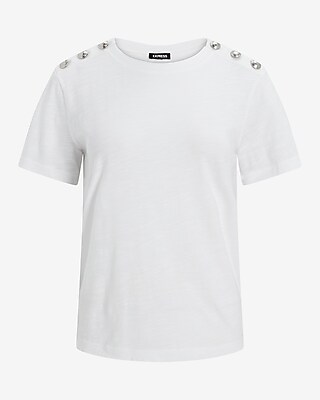 Skimming Novelty Button Crew Neck Tee