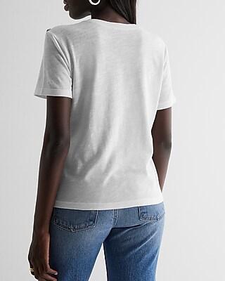 Skimming Novelty Button Crew Neck Tee