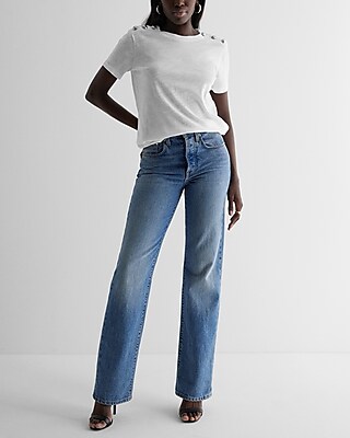 Skimming Novelty Button Crew Neck Tee