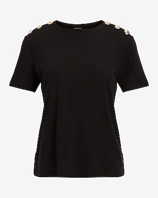 Skimming Novelty Button Crew Neck Tee