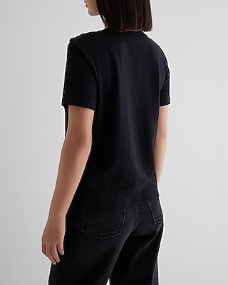 Skimming Novelty Button Crew Neck Tee