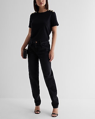 Skimming Novelty Button Crew Neck Tee
