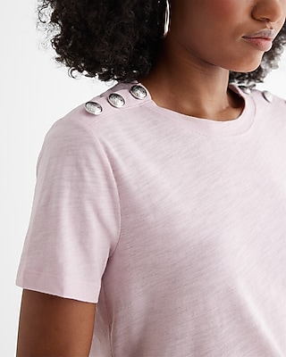 Skimming Novelty Button Crew Neck Tee - image 2