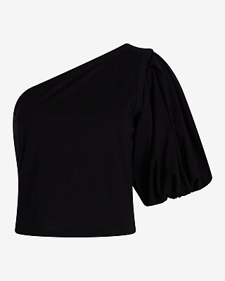 Skimming One Shoulder Puff Sleeve Tee - image 5