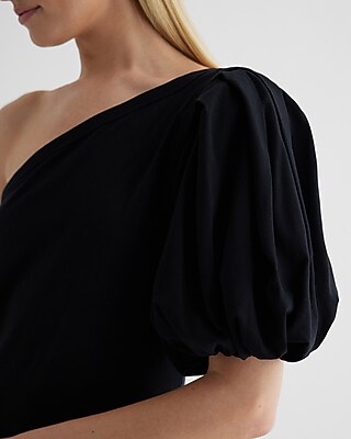 Skimming One Shoulder Puff Sleeve Tee - image 2