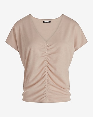 Relaxed V-Neck Ruched Tee