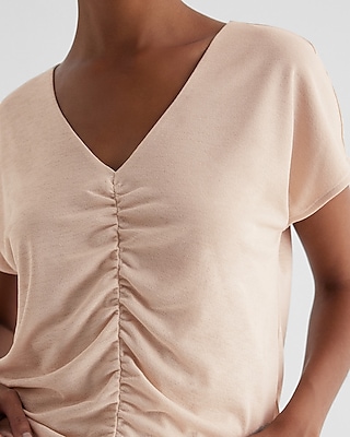 Relaxed V-Neck Ruched Tee