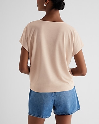 Relaxed V-Neck Ruched Tee