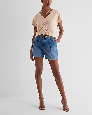 Relaxed V-Neck Ruched Tee