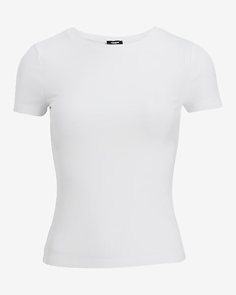 Fitted Ribbed Crew Neck Short Sleeve Tee | Express Fitted Ribbed Crew Neck Short Sleeve Tee | Express