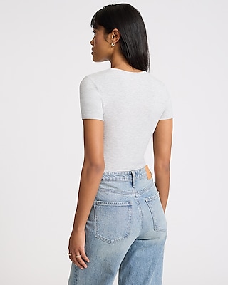 Essential Fitted Ribbed Crew Neck Short Sleeve Tee