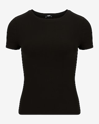 Essential Fitted Ribbed Crew Neck Short Sleeve Tee