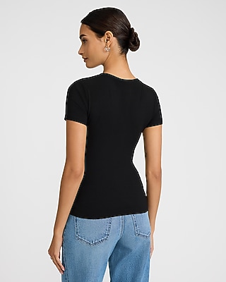 Essential Fitted Ribbed Crew Neck Short Sleeve Tee