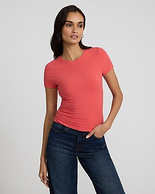 Essential Fitted Ribbed Crew Neck Short Sleeve Tee