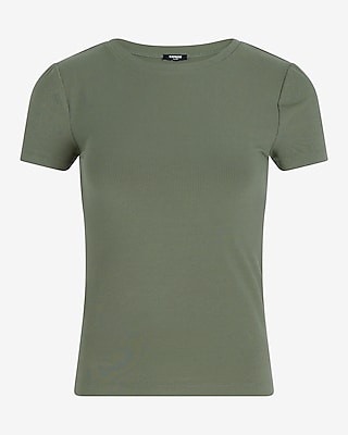 Fitted Ribbed Crew Neck Short Sleeve Tee