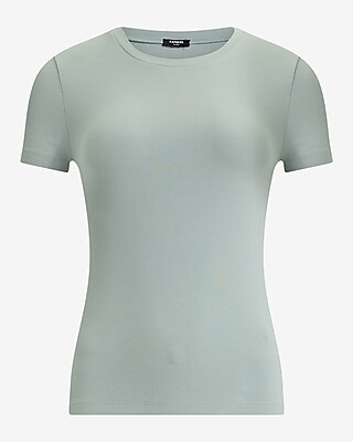 Essential Fitted Ribbed Crew Neck Short Sleeve Tee