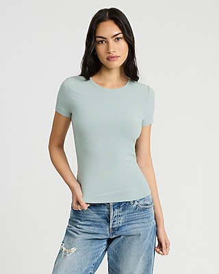 Essential Fitted Ribbed Crew Neck Short Sleeve Tee