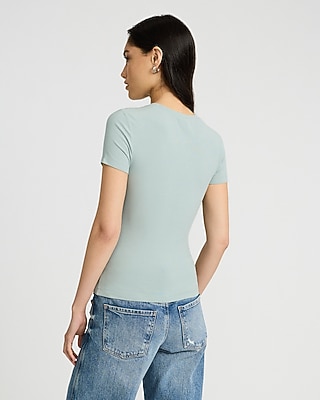 Essential Fitted Ribbed Crew Neck Short Sleeve Tee