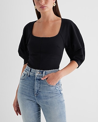トップス senee puff sleeve square tops トップス SENEE puff sleeve square tops black Frame Women's