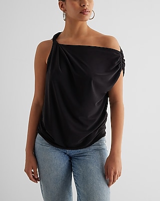 Relaxed Twisted Asymmetrical One Shoulder Top | Express