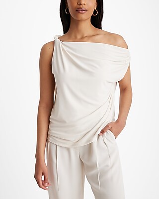 トップス Asymmetry Ruffle One-shoulder Tops Carissa Asymmetrical Ruffle Rosette Top • Shop American Threads