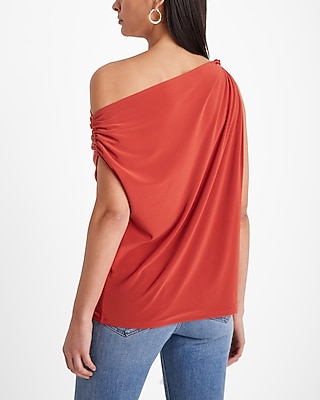 Relaxed Twisted Asymmetrical One Shoulder Top | Express