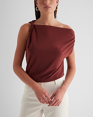 Relaxed Twisted Asymmetrical One Shoulder Top | Express