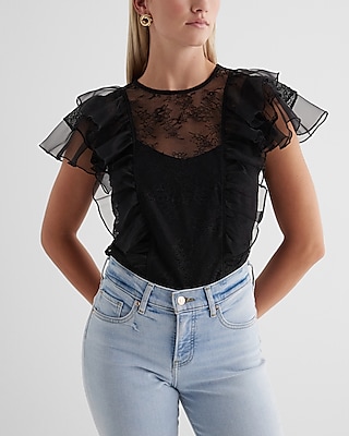 Endless Rose Tulle Puff Sleeve With Knit Top | Express