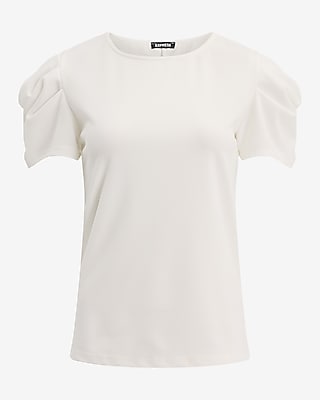 Crew Neck Short Puff Sleeve Tee