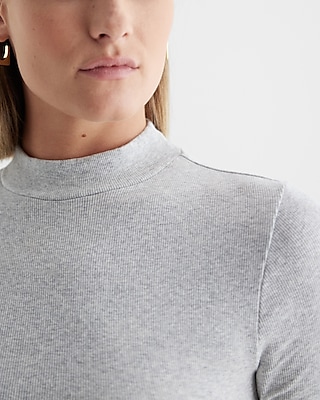 Ribbed Mock Neck Elbow Sleeve Tee