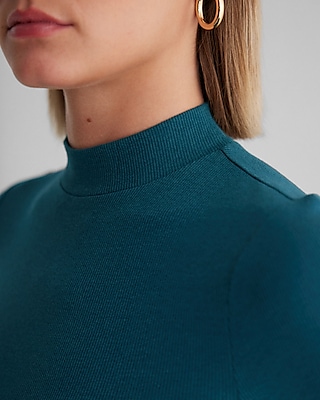 Ribbed Mock Neck Elbow Sleeve Tee