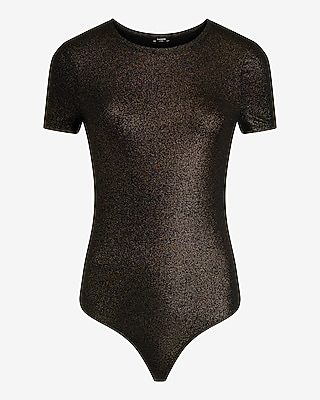 Metallic Crew Neck Fitted Bodysuit