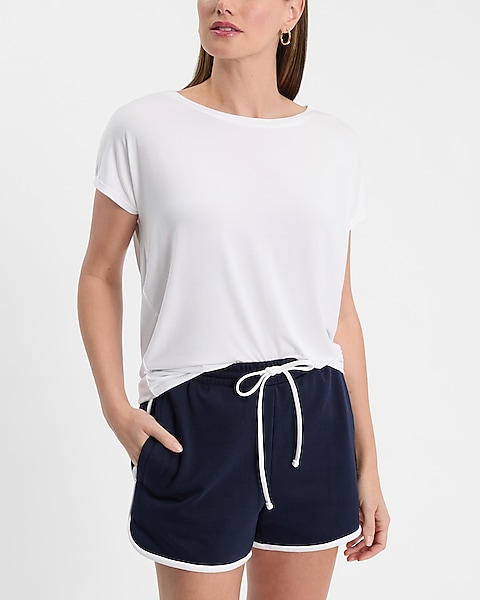 Relaxed Crew Neck Draped Open Back London Tee | Express Relaxed Crew Neck Draped Open Back London Tee | Express