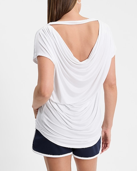 Relaxed Crew Neck Draped Open Back London Tee | Express Relaxed Crew Neck Draped Open Back London Tee | Express