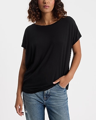 Relaxed Crew Neck Draped Open Back London Tee