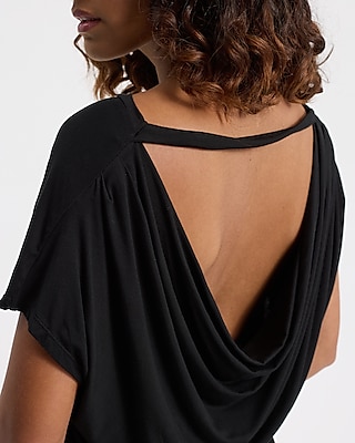 Relaxed Crew Neck Draped Open Back London Tee