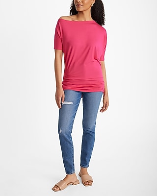 Supersoft Relaxed Off The Shoulder Ruched London Tee
